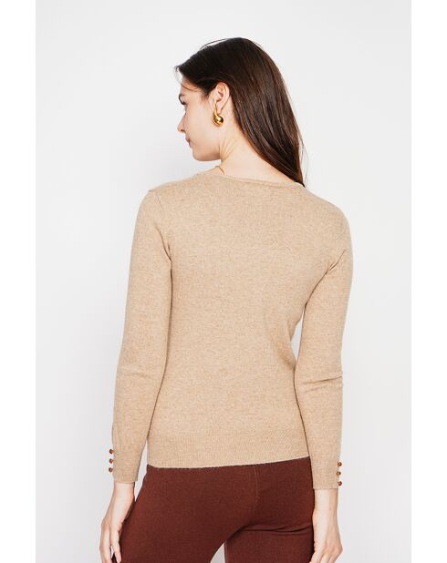 Pull col rond classique nougat