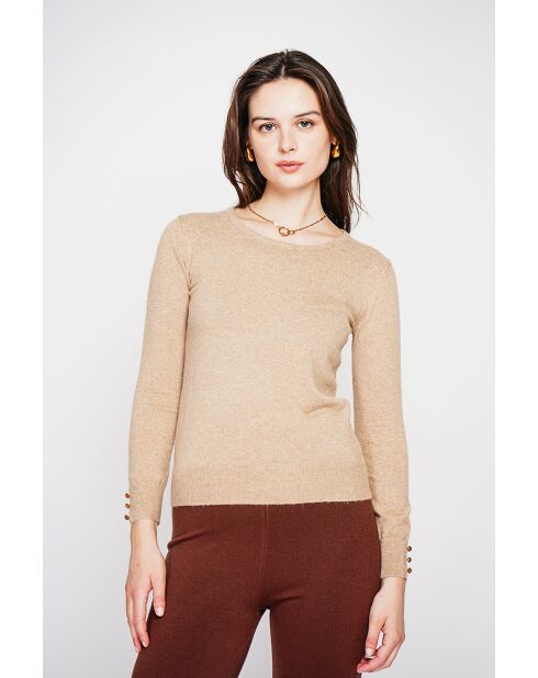 Pull col rond classique nougat