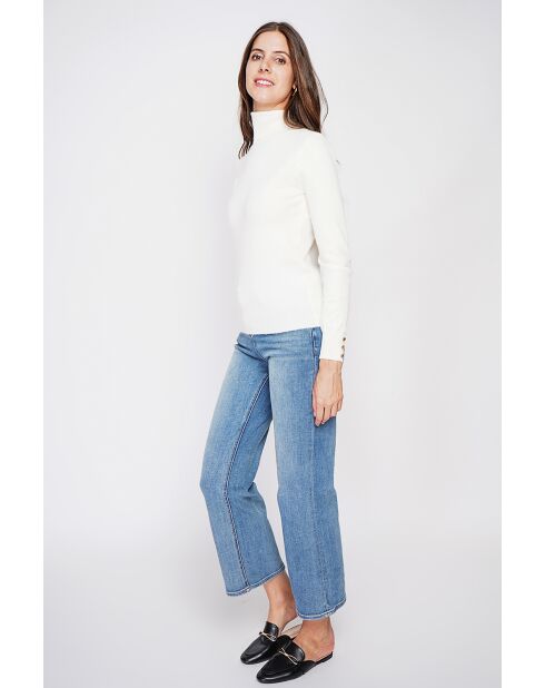 Pull col roulé classique naturel