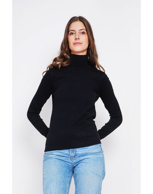 Pull col roulé classique noir