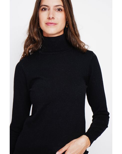 Pull col roulé classique noir