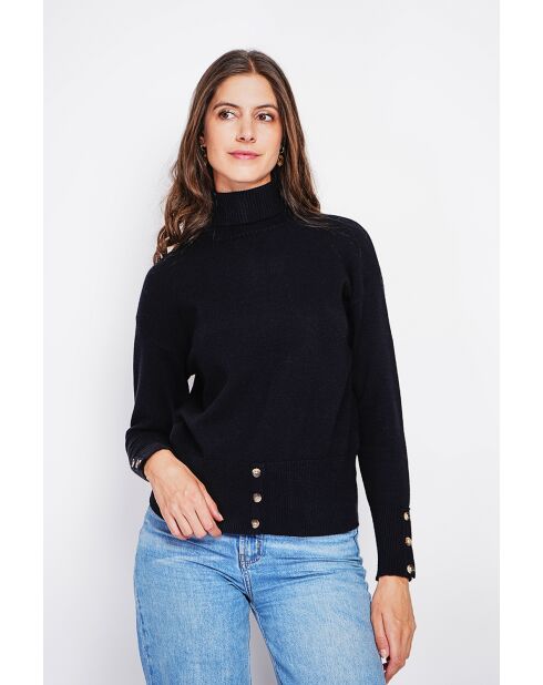 Pull col roulés noir