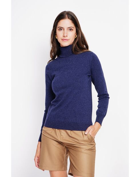Pull col roulé classique bleu nuit
