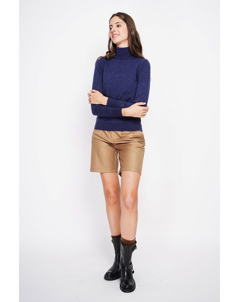 Pull col roulé classique bleu nuit