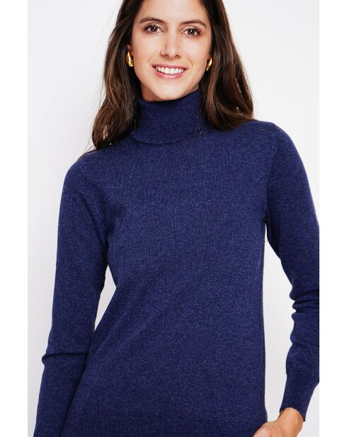 Pull col roulé classique bleu nuit