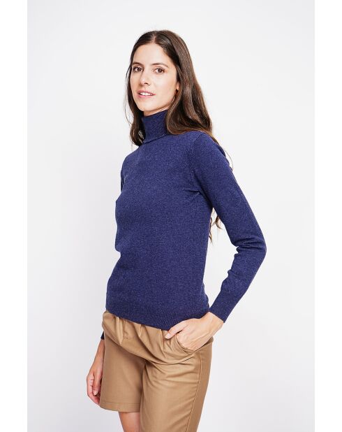 Pull col roulé classique bleu nuit