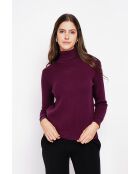 Pull col roulé fourré bordeaux