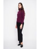 Pull col roulé fourré bordeaux