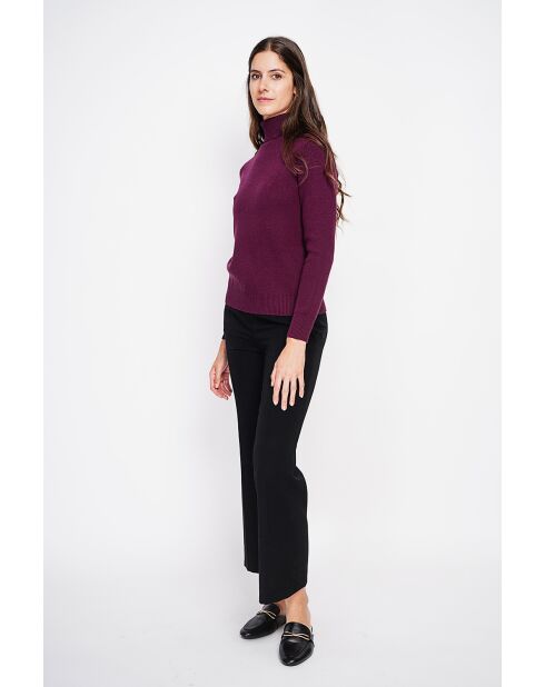 Pull col roulé fourré bordeaux