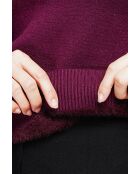 Pull col roulé fourré bordeaux