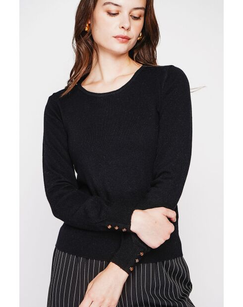 Pull col rond classique noir