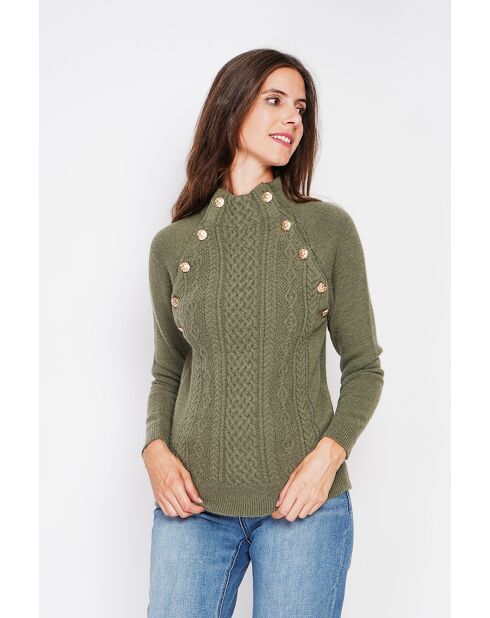 Pull col montant kaki