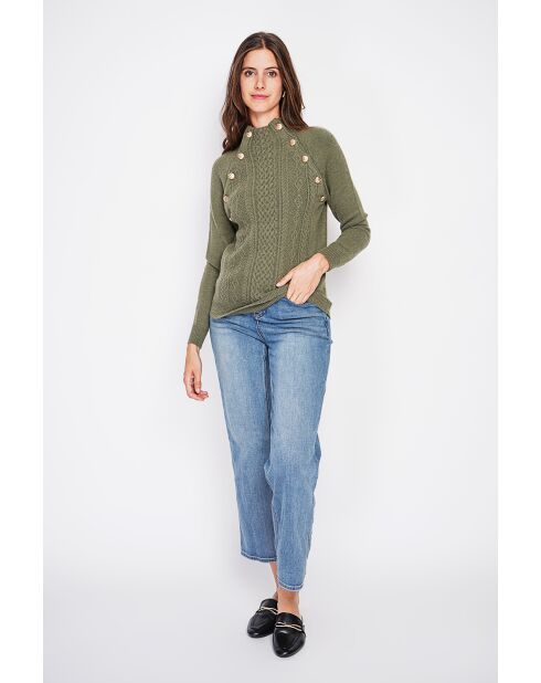 Pull col montant kaki