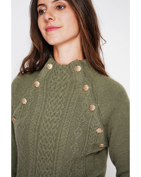 Pull col montant kaki