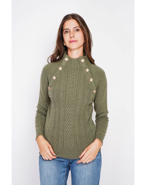 Pull col montant kaki