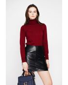 Pull col roulé classique bordeaux