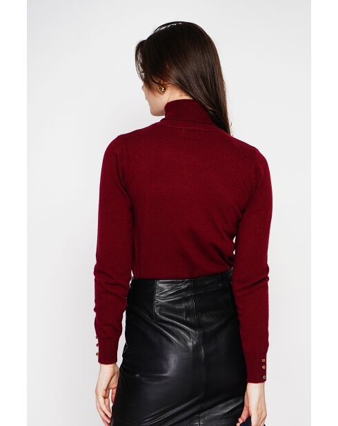 Pull col roulé classique bordeaux