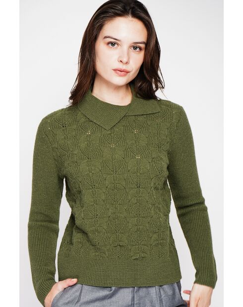 Pull col roulé croisé kaki
