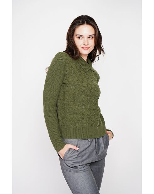 Pull col roulé croisé kaki