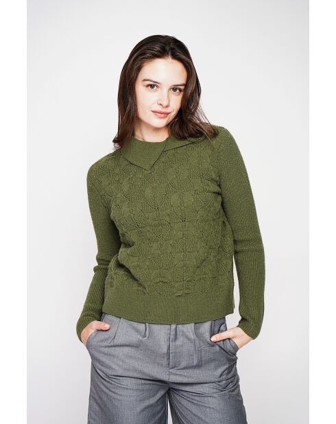 Pull col roulé croisé kaki