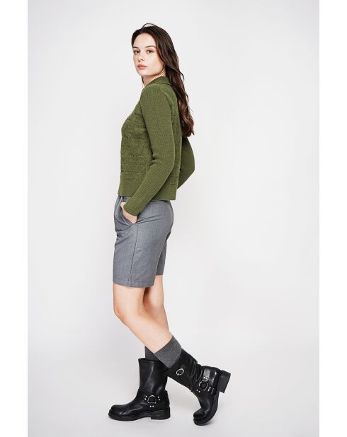 Pull col roulé croisé kaki