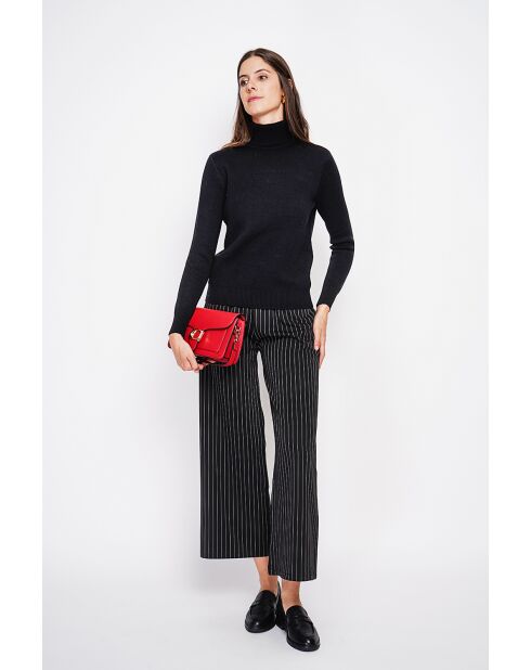 Pull col roulé fourré noir