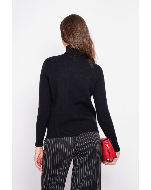 Pull col roulé fourré noir