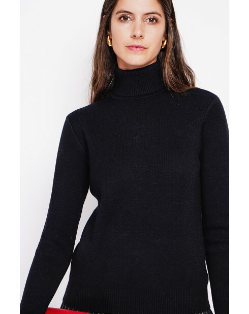 Pull col roulé fourré noir
