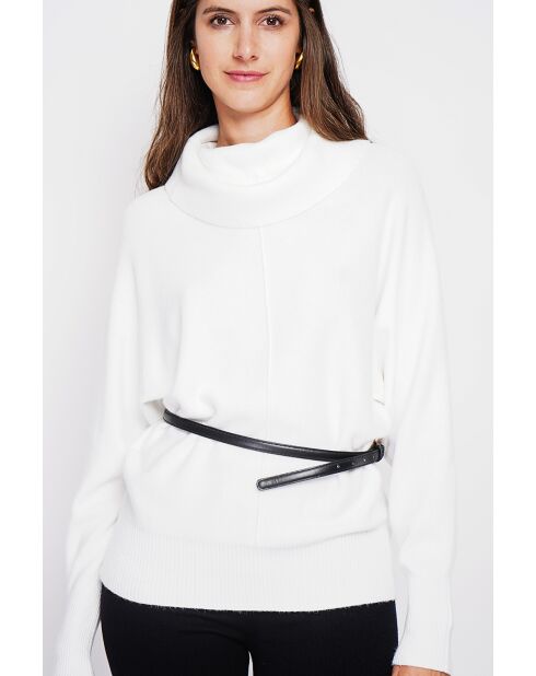 Pull col boule naturel
