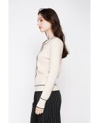 Pull en Cachemire mélangé col V à noeud crème