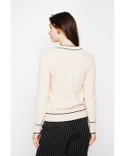 Pull en Cachemire mélangé col V à noeud crème