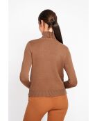 Pull col roulé fourré marron