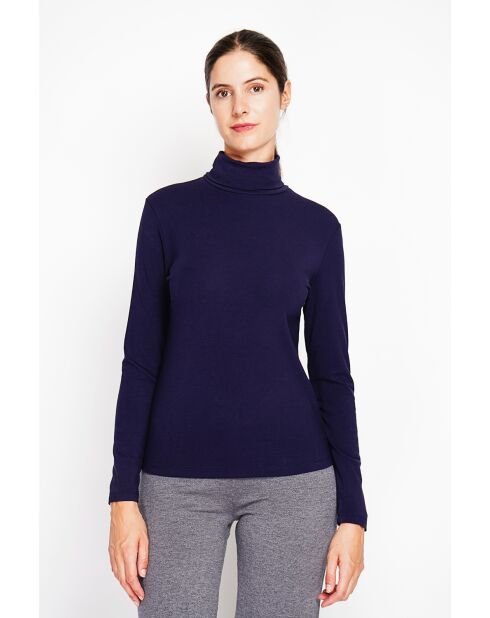 Sous-pull en Soie mélangée bleu nuit