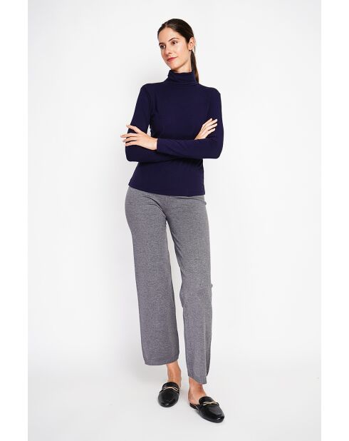 Sous-pull en Soie mélangée bleu nuit