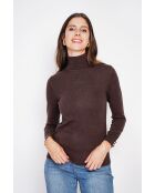 Pull col roulé classique café