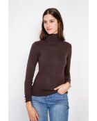 Pull col roulé classique café