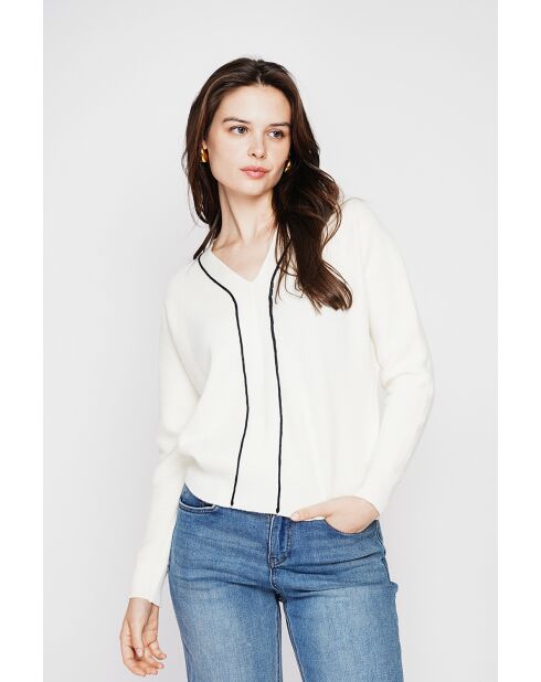 Pull col V naturel