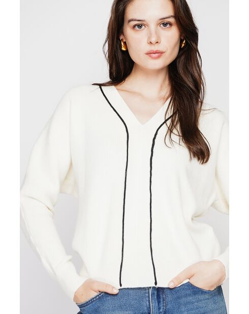 Pull col V naturel