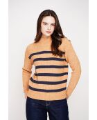 Pull col montant ajouré nougat