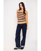 Pull col montant ajouré nougat