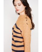 Pull col montant ajouré nougat