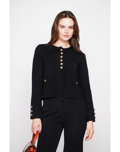 Veste courte boutonnée noire