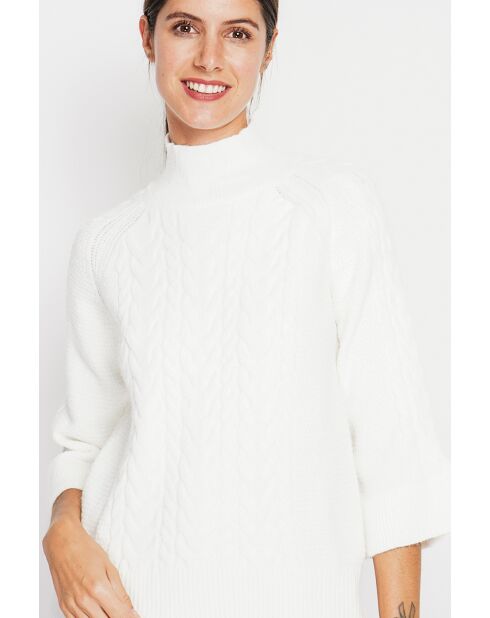 Pull col montant torsadé naturel