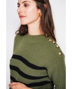 Pull col montant ajouré kaki