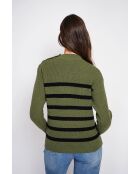 Pull col montant ajouré kaki