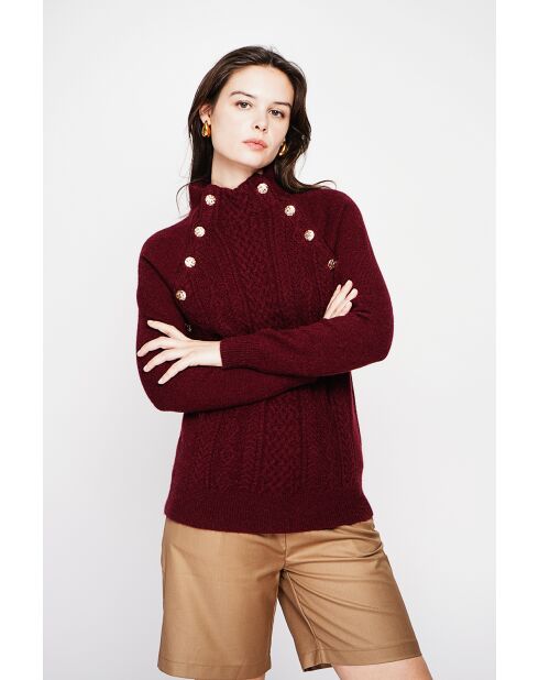 Pull col montant bordeaux