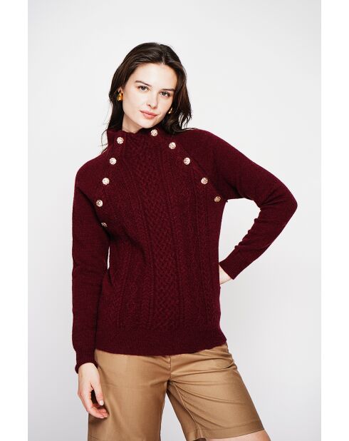Pull col montant bordeaux