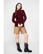 Pull col montant bordeaux