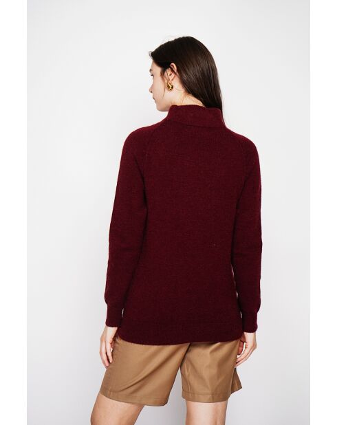 Pull col montant bordeaux