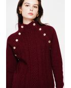 Pull col montant bordeaux